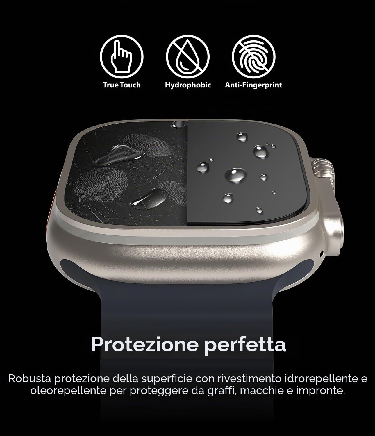 Ringke Glass per Pellicola Apple Watch Ultra 3/2 / 1 | 4 pezzi, vetro temperato, trasparente, facile installazione