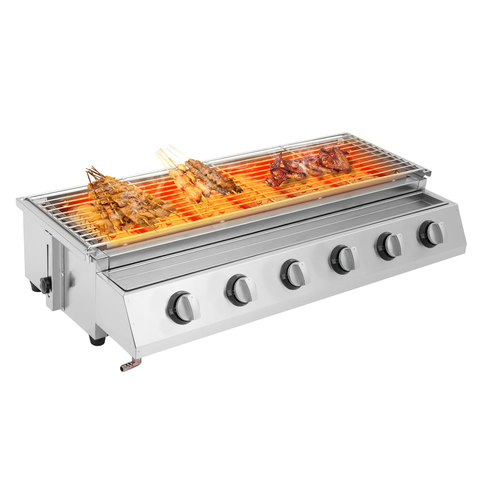 Plancha de gas comercial para encimera, parrilla de 6 quemadores, parrilla de gas portátil para exteriores con encendido electrónico, parrilla de gasolina para camping y barbacoa
