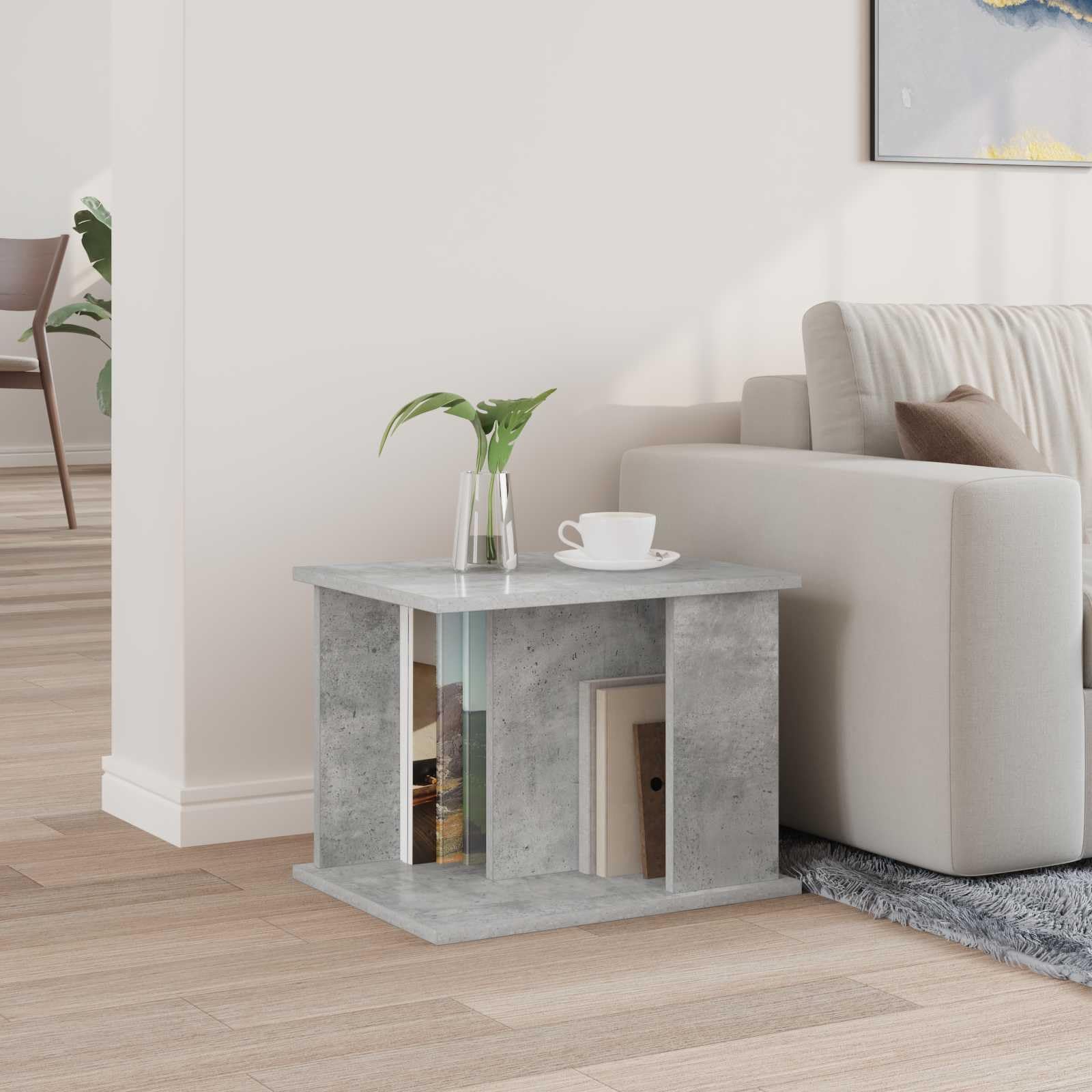 Scaffale portariviste in cemento grigio, 35 x 35 x 45 cm, con 3 ripiani, versatile portariviste per soggiorno, ufficio, scaffale e organizer