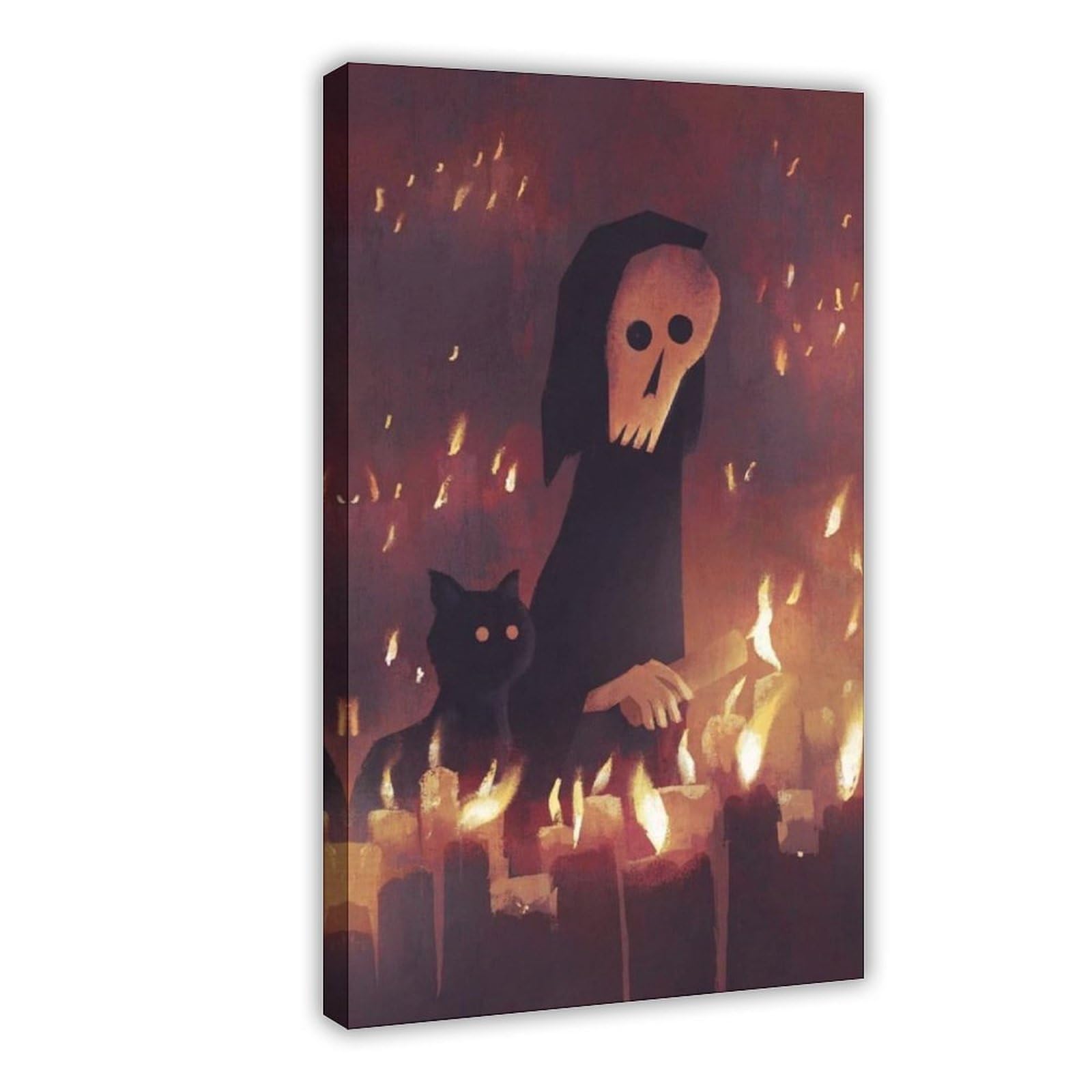 Bareronor Ghosts And Cats Funny (4) Canvas Poster Bedroom Decor Landscape Office Room Decor Gift 24" L X 36" W