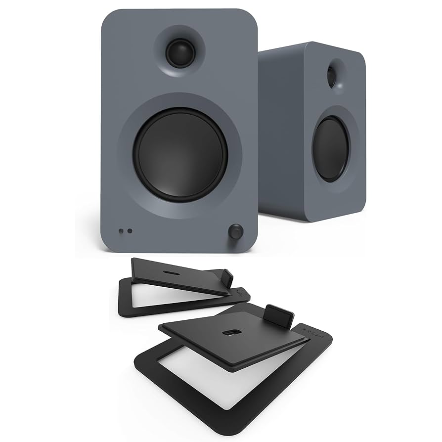 Amazon.com: Kanto REN Grey Bluetooth Powered Bookshelf