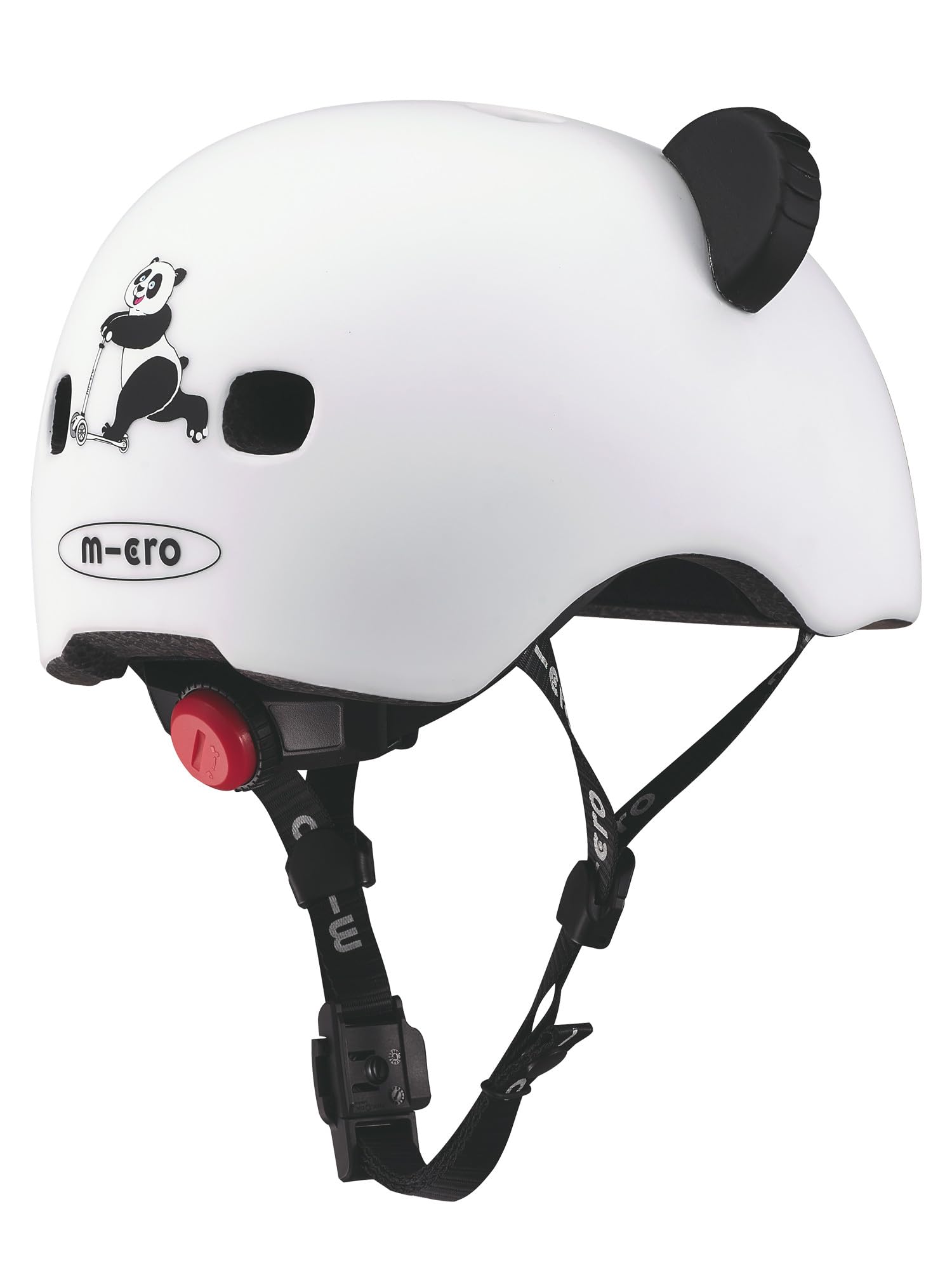 Micro | Casque Panda 3D | Enfants | Finition Mate | Boucle Magnétique/Lumière LED intégrée | 2-5 Ans | Taille XS