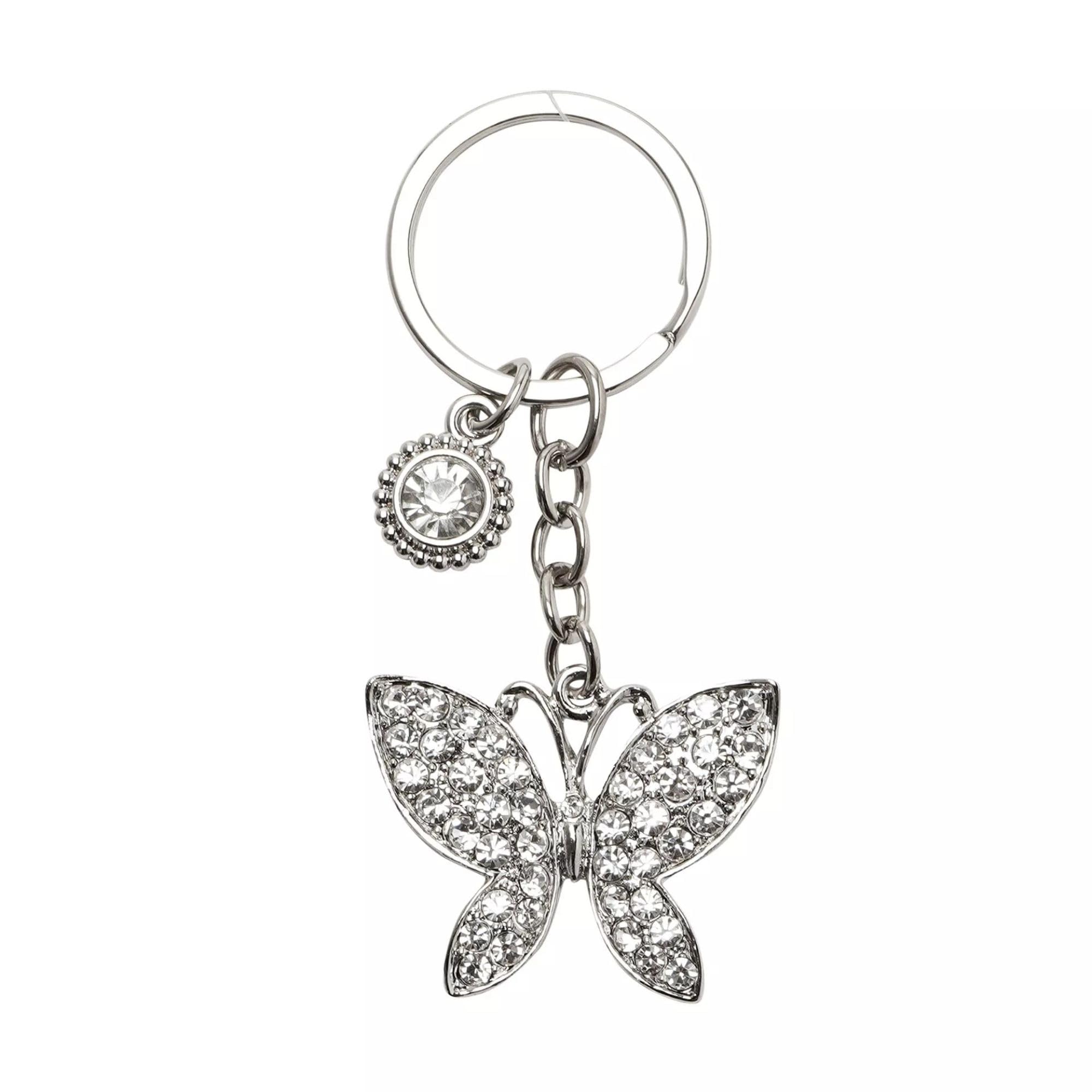 Widdop and Co Butterfly Keyring - Bejewelled Crystal Design - Sophia Collection - Sentimental Charm Accessory - Ideal for Daughter, Granddaughter, Sister or Friend