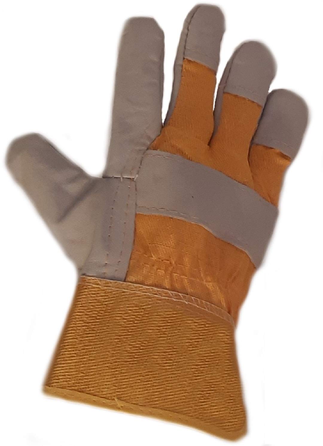 Leather Work Gloves For HGV Truck Lorry Drivers, Builders Large Size 10 (Yellow)