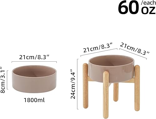 Miniatura 2 de Cuenco elevado de cerámica para perros de 8.2 pulgadas con soporte para perros de razas grandes, alimentador de alimentos para mascotas y agua