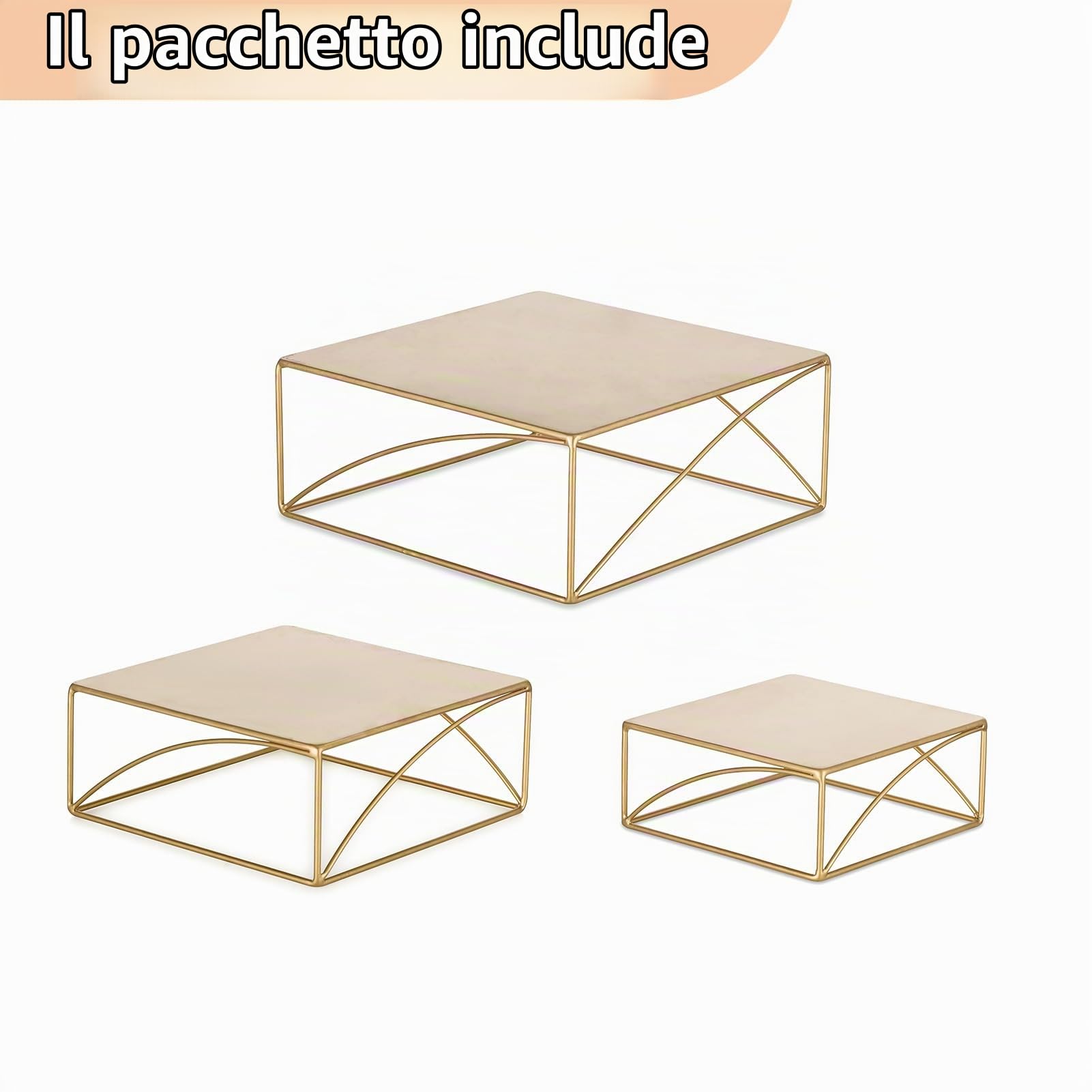 Nuptio Alzatina Dolci Torta Natalizia: Set di 3 Matrimonio Oro Cake Stand Wedding Espositori Decorazioni Supporto Cupcake Bomboniere Biscotti Piazza Metallo Anniversario Baby Shower
