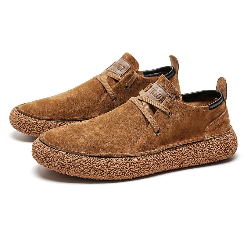 Mens Suede Leather Loafers Lace Up Comfortable Round Toe Walking Shoes Retro Fashion Sneakers Outdoor Causal Shoes for Men2