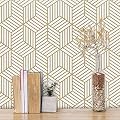 MelunMer Geometric Peel and Stick Wallpaper Gold 118In L 17.7In W Self Adhesive Removable Wallpaper for Bedroom/Bathroom Waterproof Modern Contact Paper for Cabinets Gold Contact Paper Shelf Liner