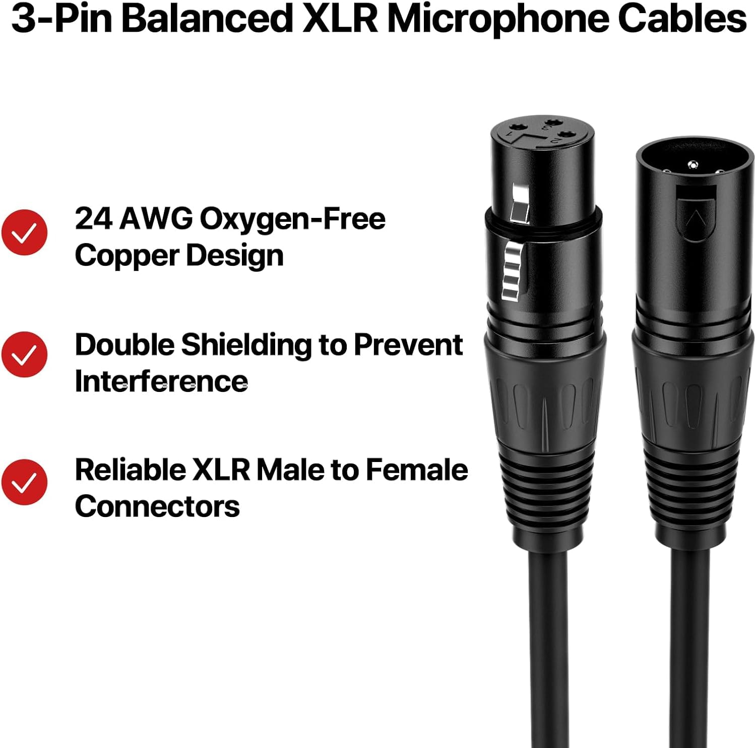 EBXYA Cable XLR 5m 4-Pack Premium para DMX512 y Control de Iluminación | 3 pines, blindado, macho-hembra, conectores robustos, baja pérdida, compatible con altavoces y mesas de mezclas