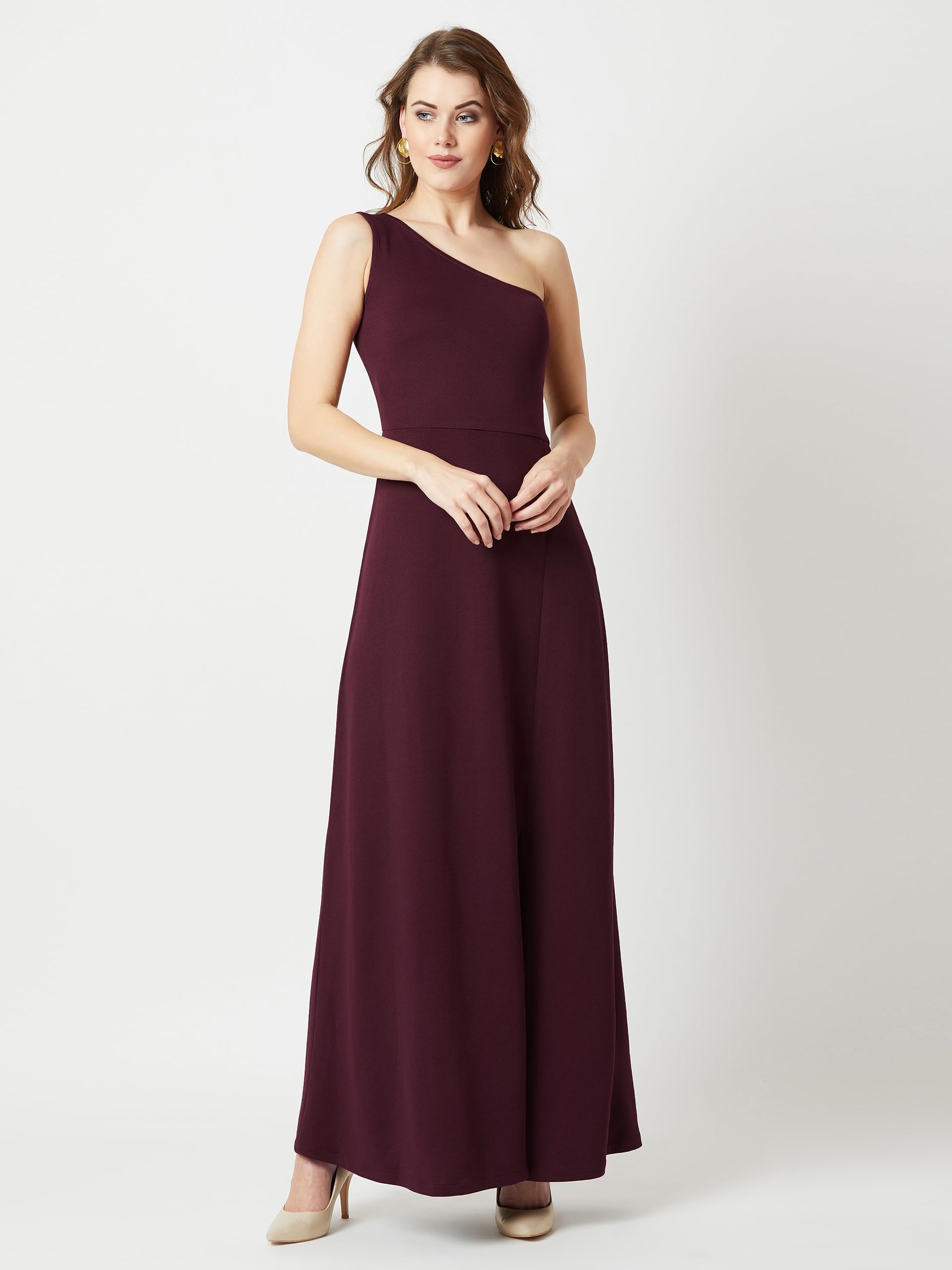 Miss Chase Women's Solid Maxi Dress (Plus Size) (Mcaw18D12-46-374-06, Sangria Wine, Xl)