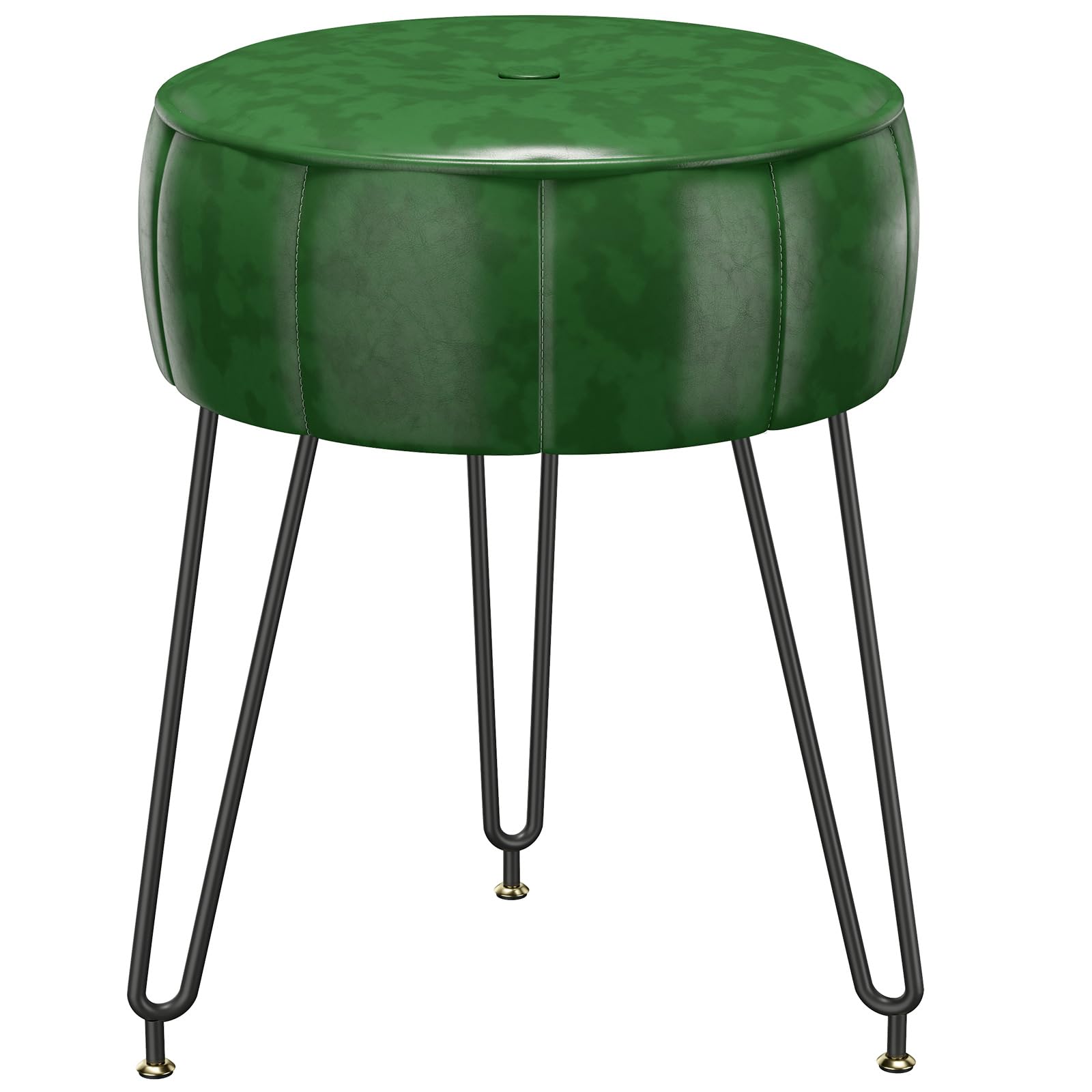 YMYNY Taburete de Maquillaje, Otomanas, Reposapiés de Tocador, Taburete de Sofá, Silla de Tocador Circular para el Pasillo de la Entrada Salón Dormitorio Entrada Pasillos 32 x 32 x 44CM Verde HBD036GR