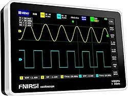 FNIRSI Osciloscópio 1013D - Osciloscópio Portátil para Tablet, Kit de Osciloscópio de Armazenamento Digital Portátil 2 Canais Largura de Banda de 100 Mhz Taxa de Amostragem de 1Gsa/S Tela de Toque Lcd