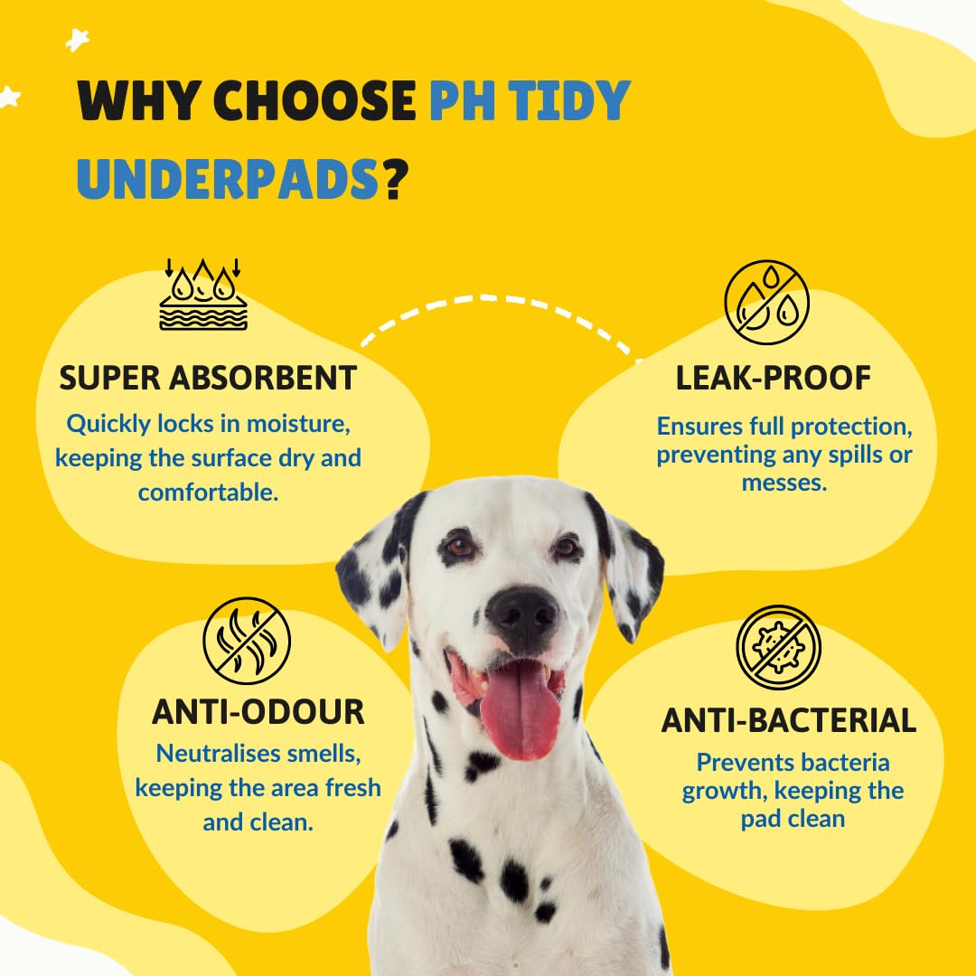 PH TIDY Pet Training Pads with Quick Drying Surface and Absorbent Core | (60x90 CM) | Pack of 9 | (90 Pieces) 3