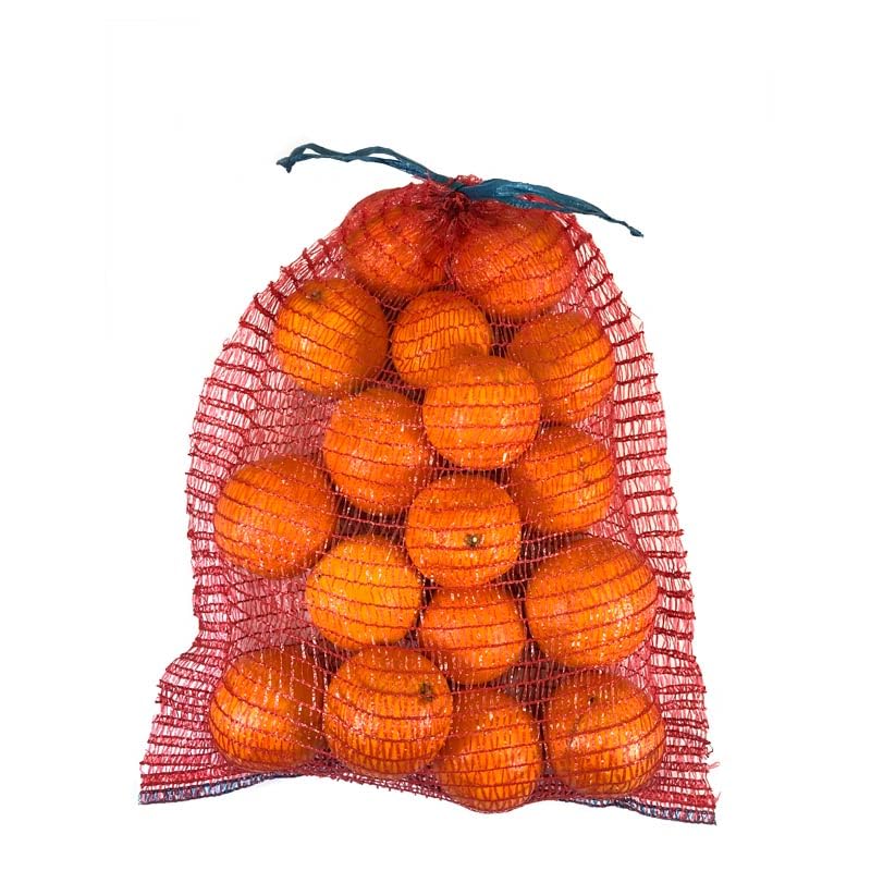 PAMPOLS Pack 100 Sacos de Malla para Naranjas, Cebollas o Frutos Secos con Cierre y Asas | Peso Util 5kg | Malla Red Raschel | Medidas 32x44cm | Color Rojo