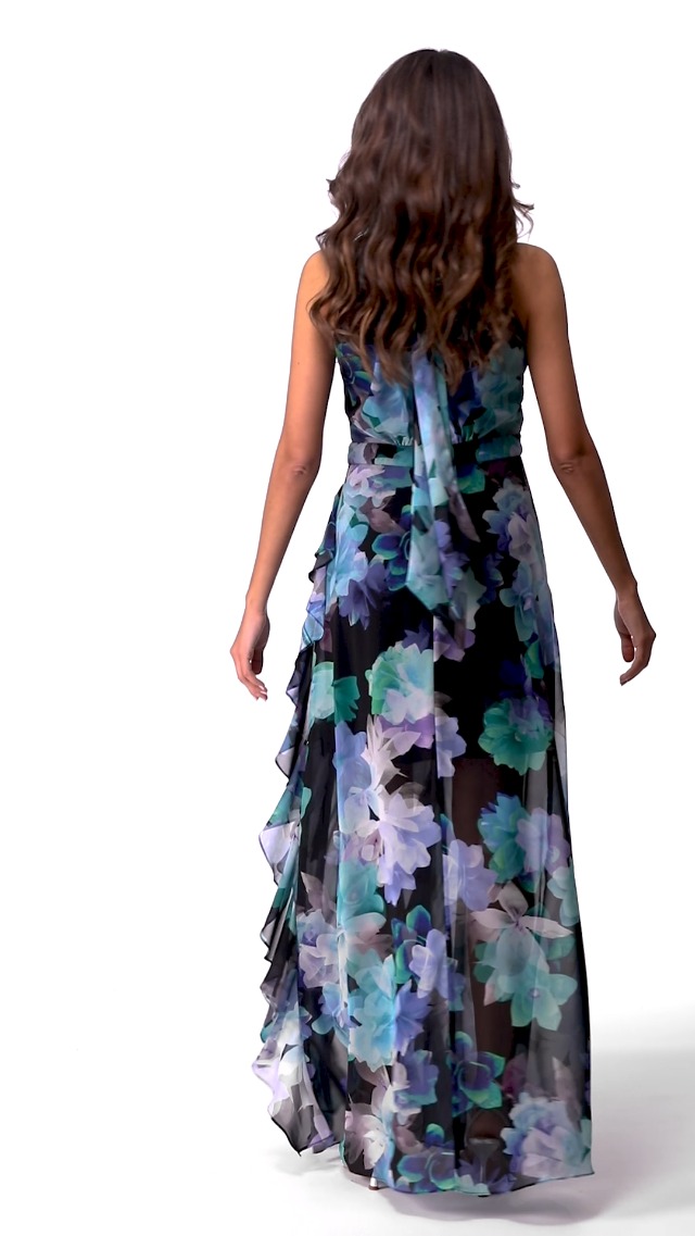flare cocktail dresses Blue Sleeveless Mikado Fit And Flare Midi Dress With V-Back main image 0
