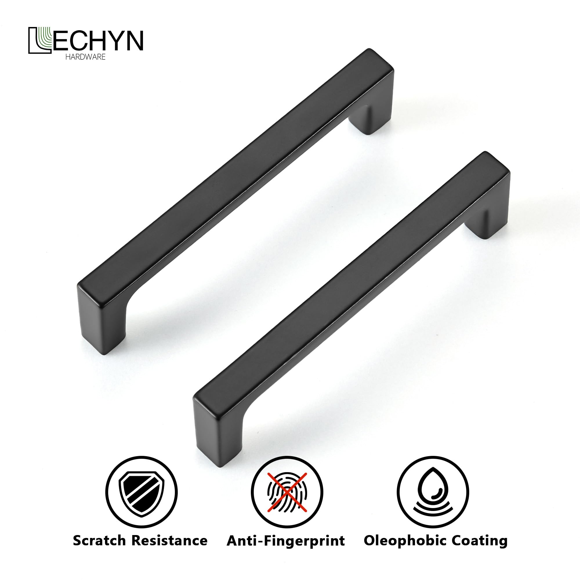 Confezione da 20 maniglie per armadietti da cucina, colore nero opaco, 96 mm, moderne, quadrate, piatte, maniglie e pomelli per armadietti, cassetti, armadi, mobili da bagno, comò