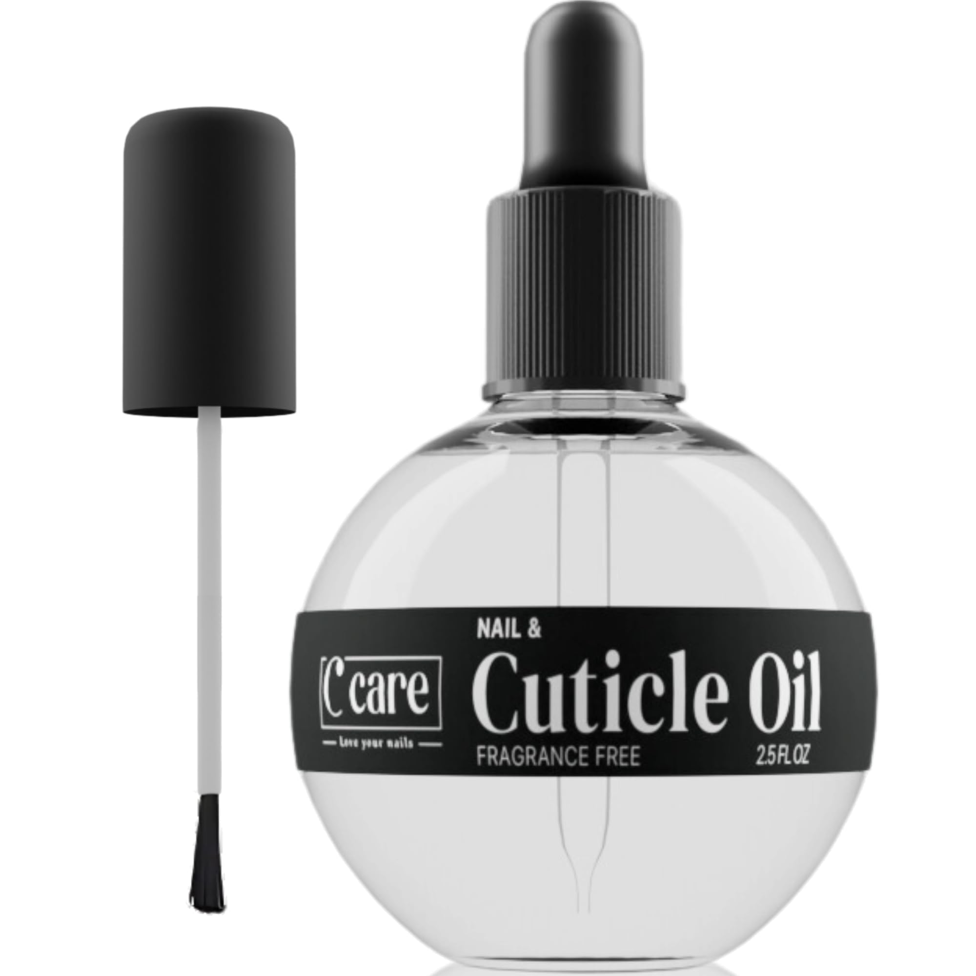 C CARE Fragrance Free Cuticle Oil For Nails - Repairs Cuticles Overnight - Moisturizes and Strengthens Nails and Cuticles - Dropper & Brush included -