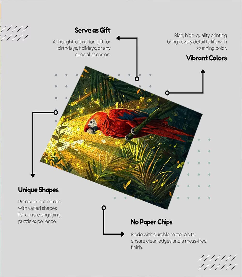 Czerwona papuga Puzzle 5000 sztuk, puzzle dla dorosłych, łamigłówki, wyzwanie dekoracja puzzli, rozrywka gra edukacyjna dla całej rodziny, na prezent dekoracja BXHZW7-360