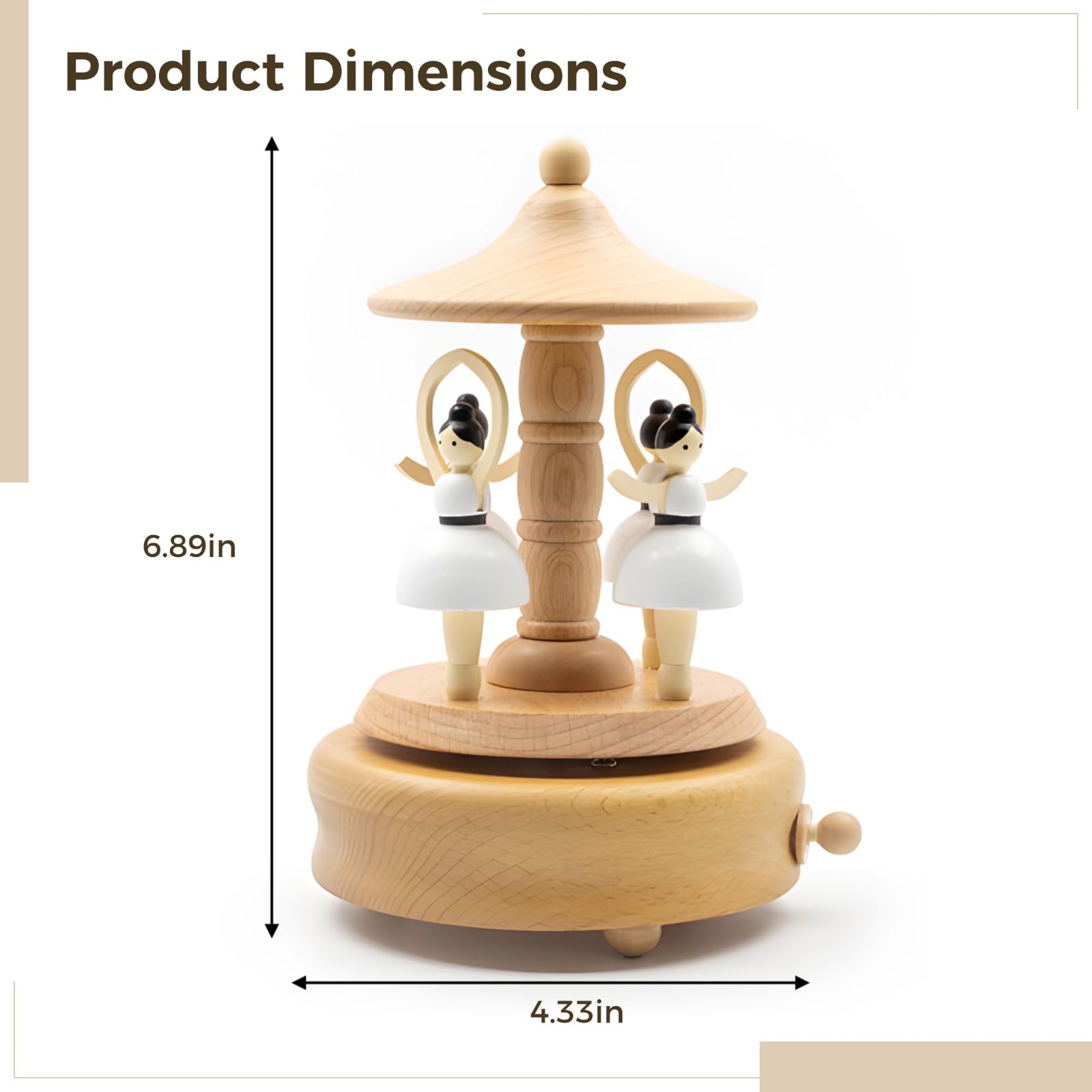 Carillon con ballerina, statuetta in legno con manovella, carillon decorativo per la casa e regali di compleanno
