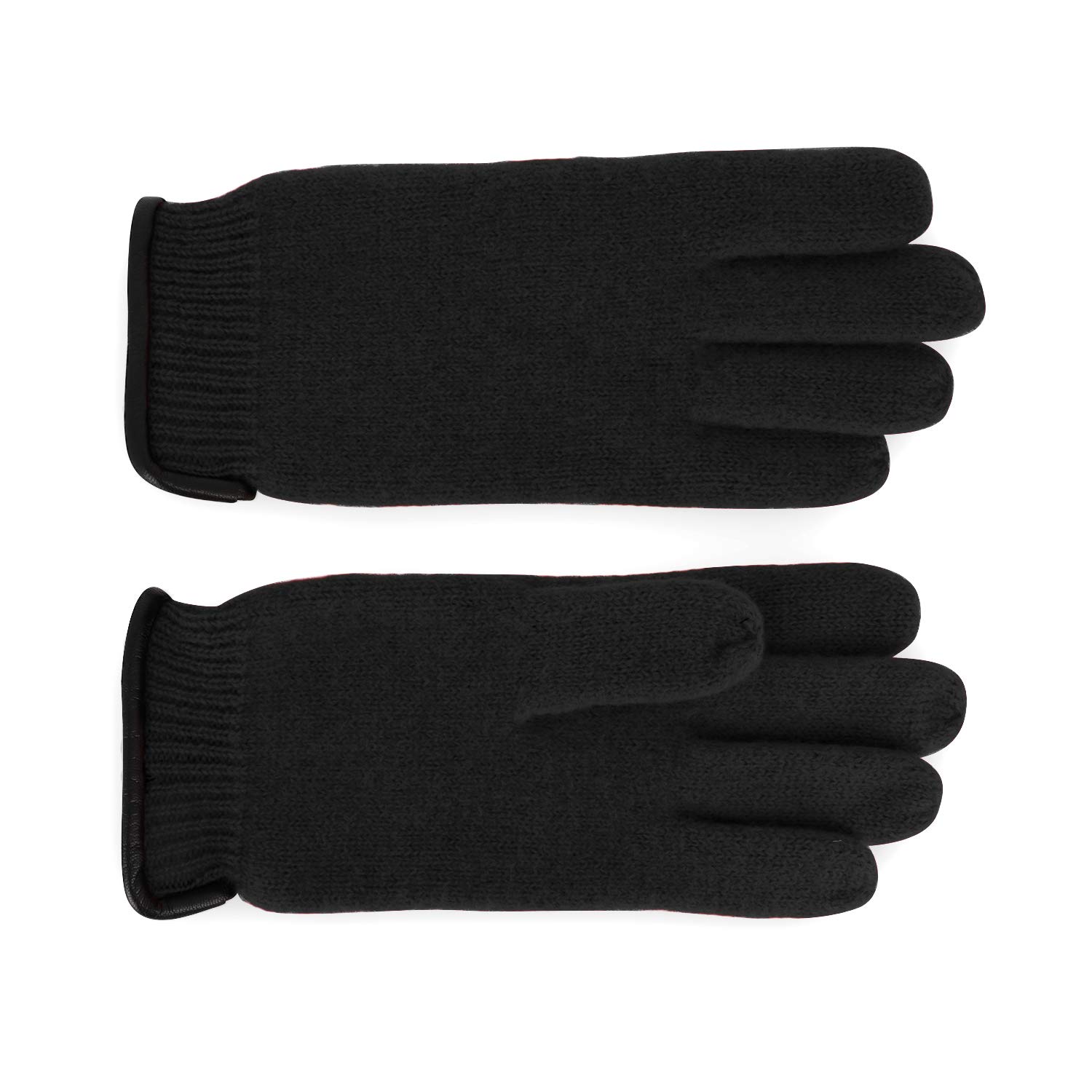 fiebig Walkhandschuh mit Lederkante | Fingerhandschuh aus gewalkter Wolle für Damen & Herren | Schurwollhandschuh in vielen Farben