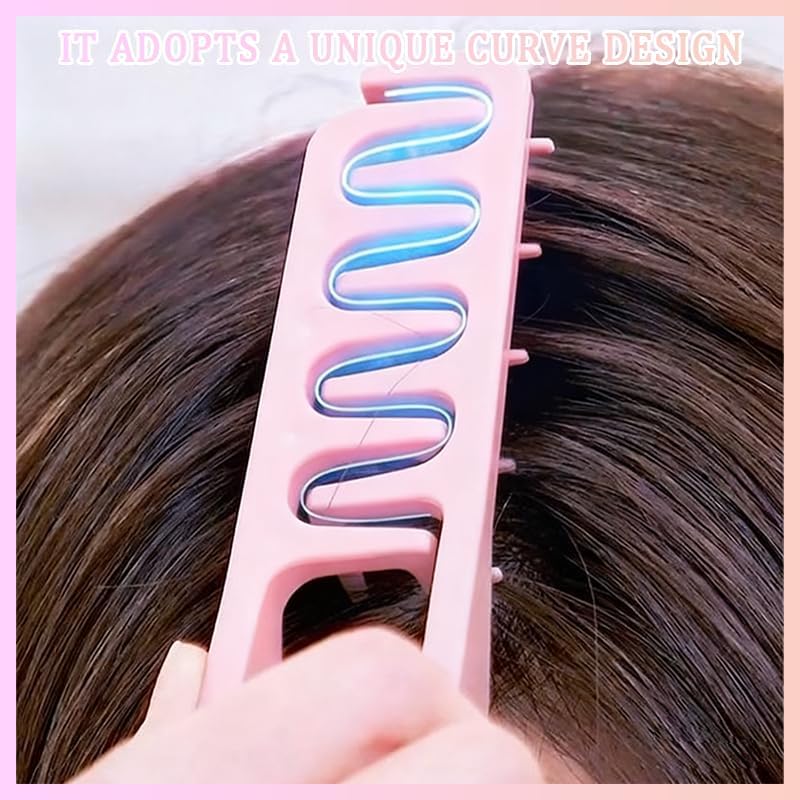 Image of DIANZHU 2Pcs Texture Comb, Volumizing Texture Comb for Men & Women, Wide-Tooth Hair Comb for Fluffy & Layered Hairstyles (Grey + Pink)