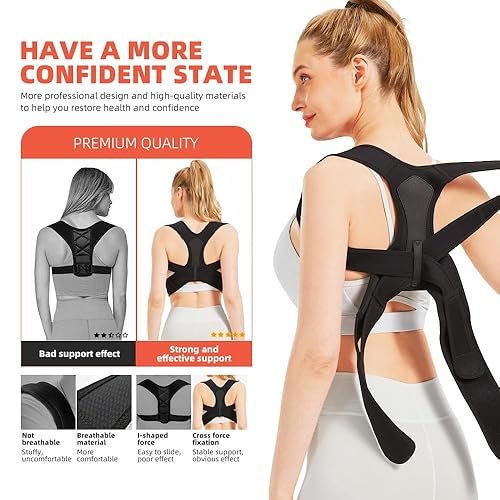 Miniatura 3 de LORIFLAT Corrector de postura para mujeres y hombres, ajustable para la parte superior de la espalda, corrector de postura de espalda transpirable