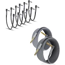 RUXELY 2Pack Right Angle 90 Degree 6.35mm TRS Instrument Cable and 6-Pack Guitar Patch Cables for Electric Guitar,Bass,Keyboard,Mixer,Amplifier/AMP,Speaker,Equalizer