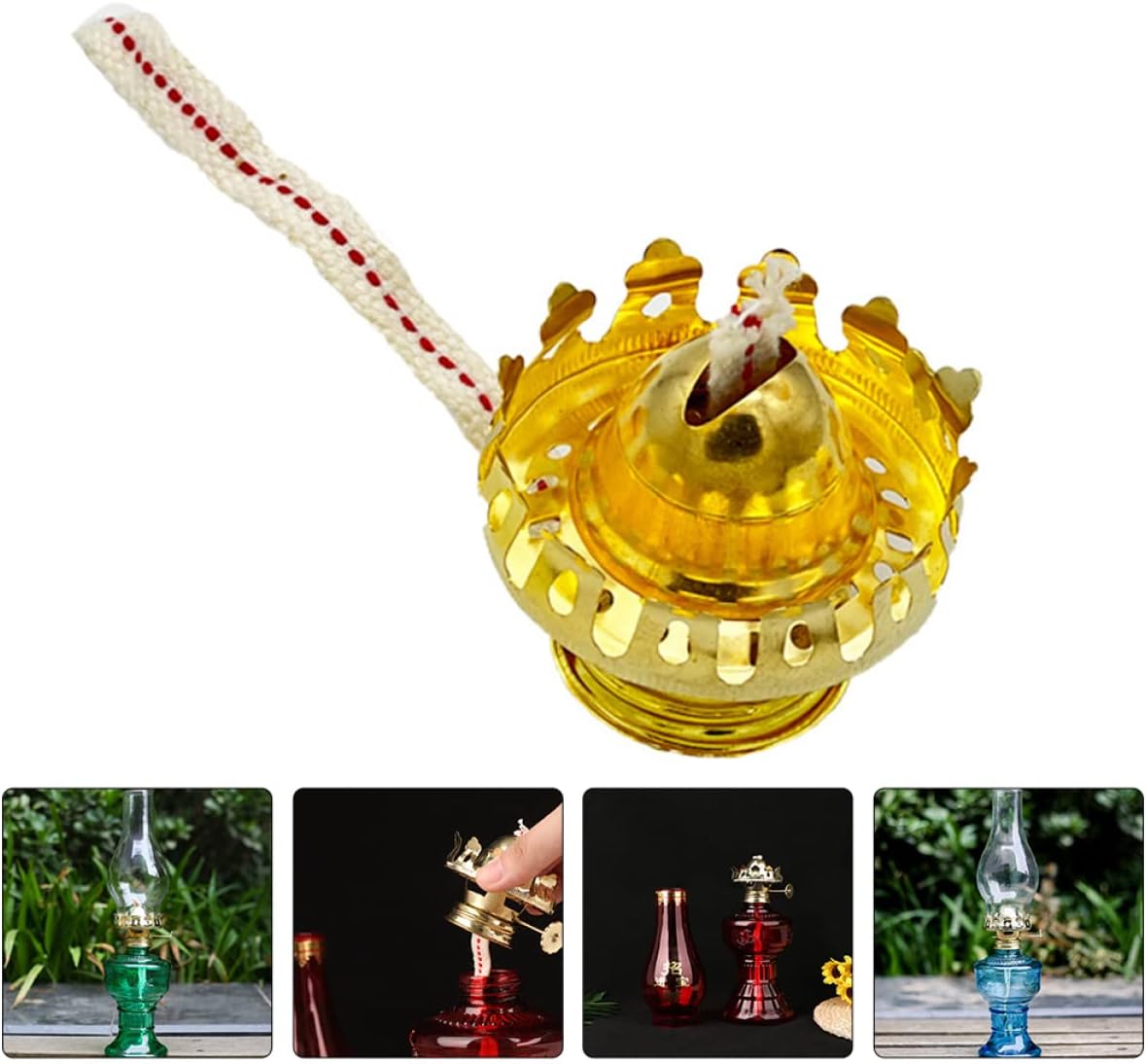 Uonlytech 4sets Kerosene Lamp Replacement Burner Wick Holder Vintage Oil Lamp Wick for Retro Lighting for Convenient Use
