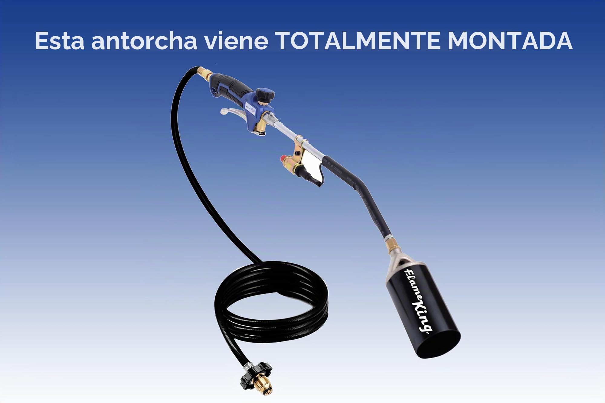 Flame King Kit de antorcha de propano resistente para malas hierbas, 340,000 BTU con encendedor piezoeléctrico (autoencendido), con conjunto regulador de manguera de 6 pies