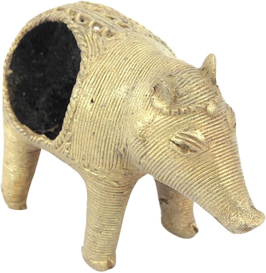 Indian Shelf Handmede Brass Multicolor Dhokra Art Pig Napkin Holder Designer Gift