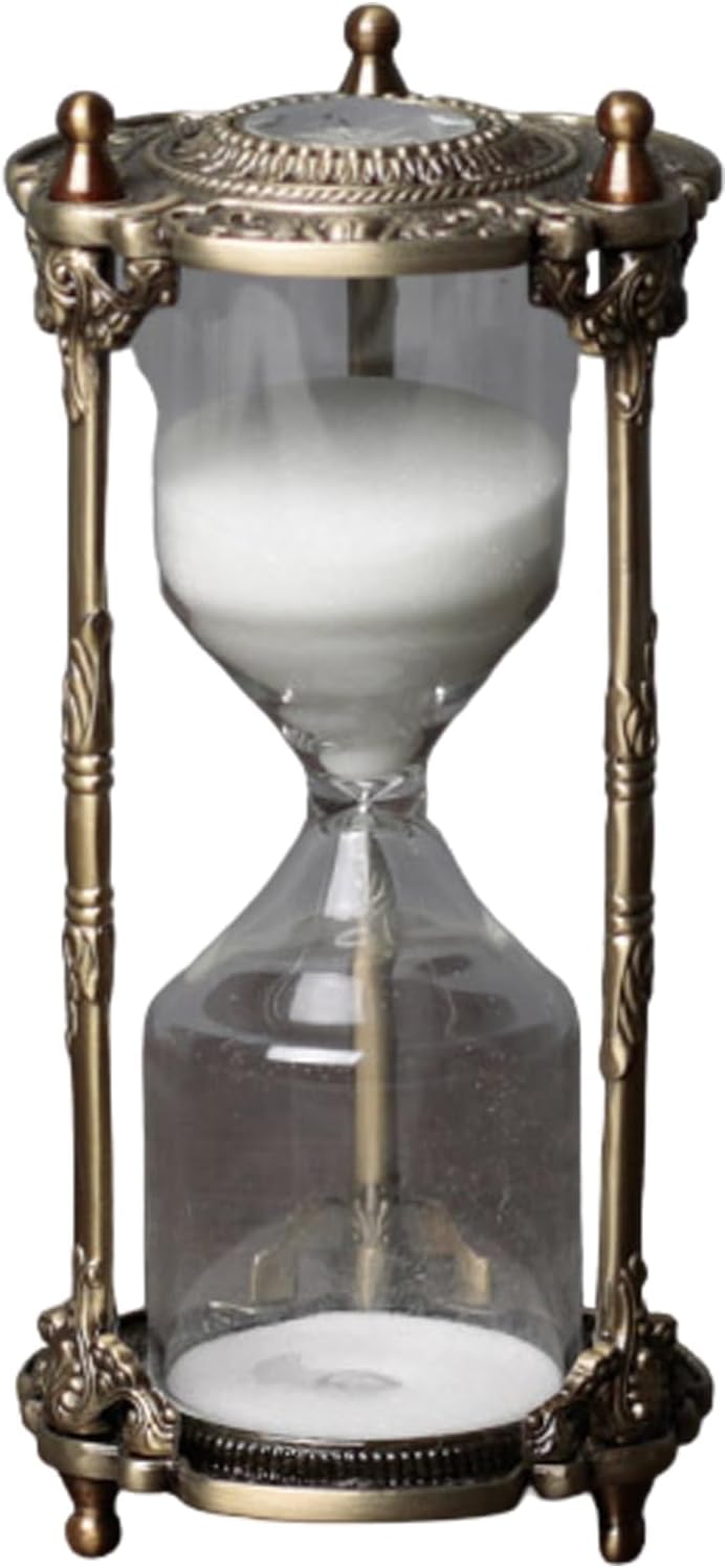European Vintage Hourglass Sand Timer 15/30 Minutes Decorative Engraved Rotating Sand Clock for Home and Office Decors