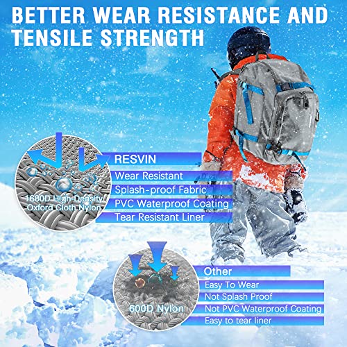 RESVIN Ski Boot Bag,50L Durable Travel Backpack,1680D Nylon Waterproof Snowboard Boots Bag, Men Women Skiing and Snowboarding Luggage for Ski Helmet, Goggles, Gloves, Outerwear & Accessories, Grey - Thumbnail 5