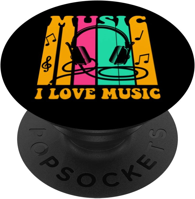 Music Lover Colorful Musical Notes Headphones Beat Bass PopSockets PopGrip: Swappable Grip for Phones & Tablets