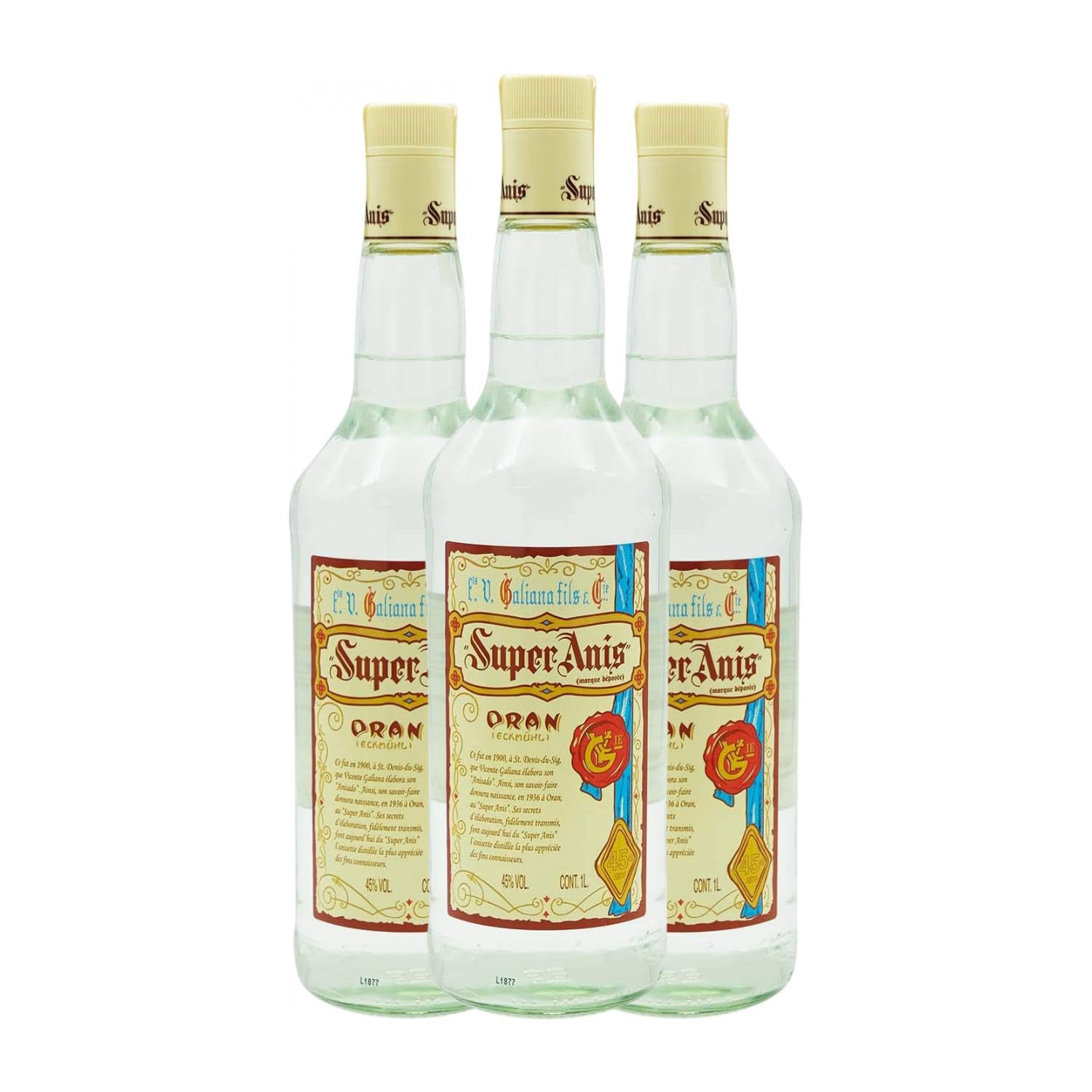 Anisado Galiana Fils Super Anís Seco Botella Misil 1 L (Caja de 3 Botella Misil de 1 L)