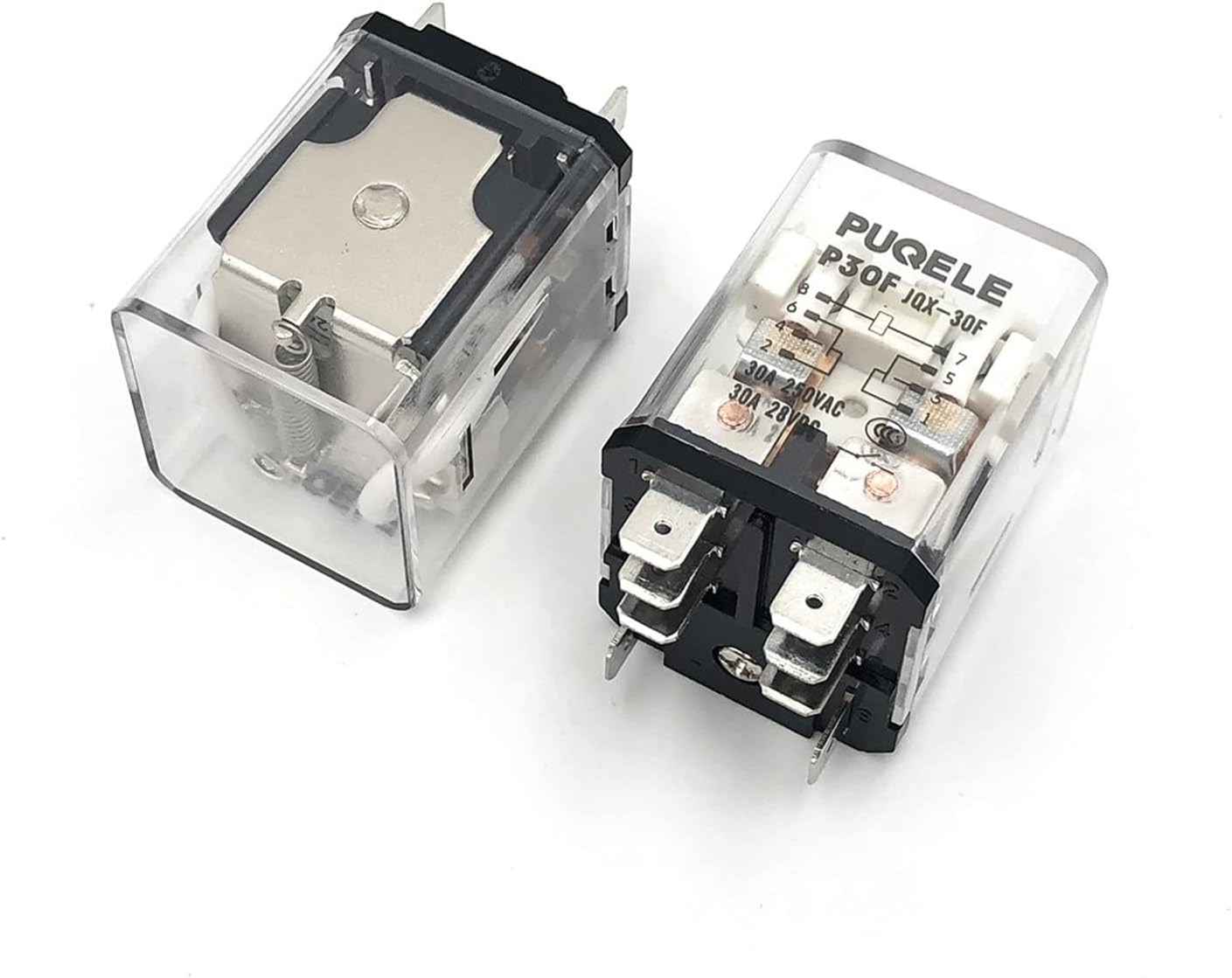 Relay 2sets JQX-30F 2Z 30A High Power DC12V DC24V AC110V AC220V Intermediate Relays P30F 8-Pin DPDT 2NO 2NC with Socket Base(AC 220V)