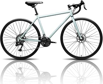 700c gravel bike, high carbon steel frame, 700 x 28c 727, front and rear disc brakes, drop handlebars, perfect for beginners, lightweight and comfortable city bike 30 speed, Green