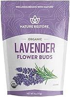 Vista 1 de Nature Restore Flores de lavanda secas orgánicas certificadas por USDA, hoja suelta, grado extra, 4 onzas