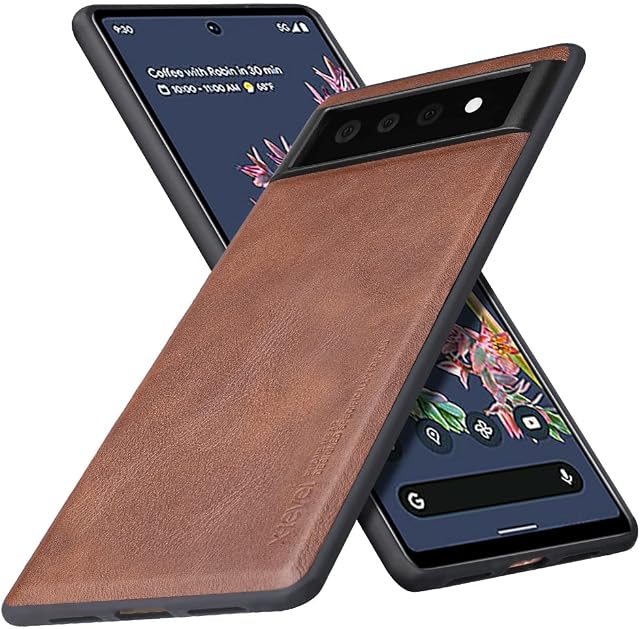 X-level Google Pixel 6 Case [Earl 3 Series] Anti-Scratch PU Leather with Soft TPU Silicone Bumper Shockproof Protective Phone Cover Case for Google Pixel 6 5G - Brown