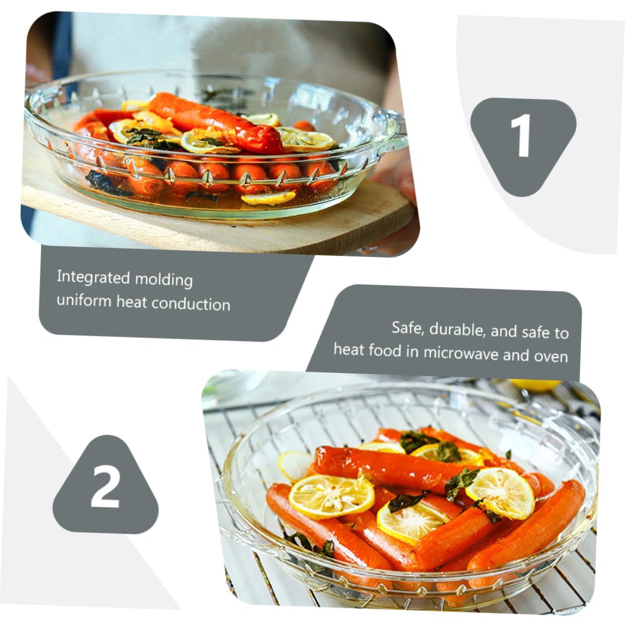 Piatto in Vetro Borosilicato Bianco per Forno e Microonde | Resistenza alle Alte Temperature, Conduzione Uniforme del Calore, Teglia per Cottura e Servizio