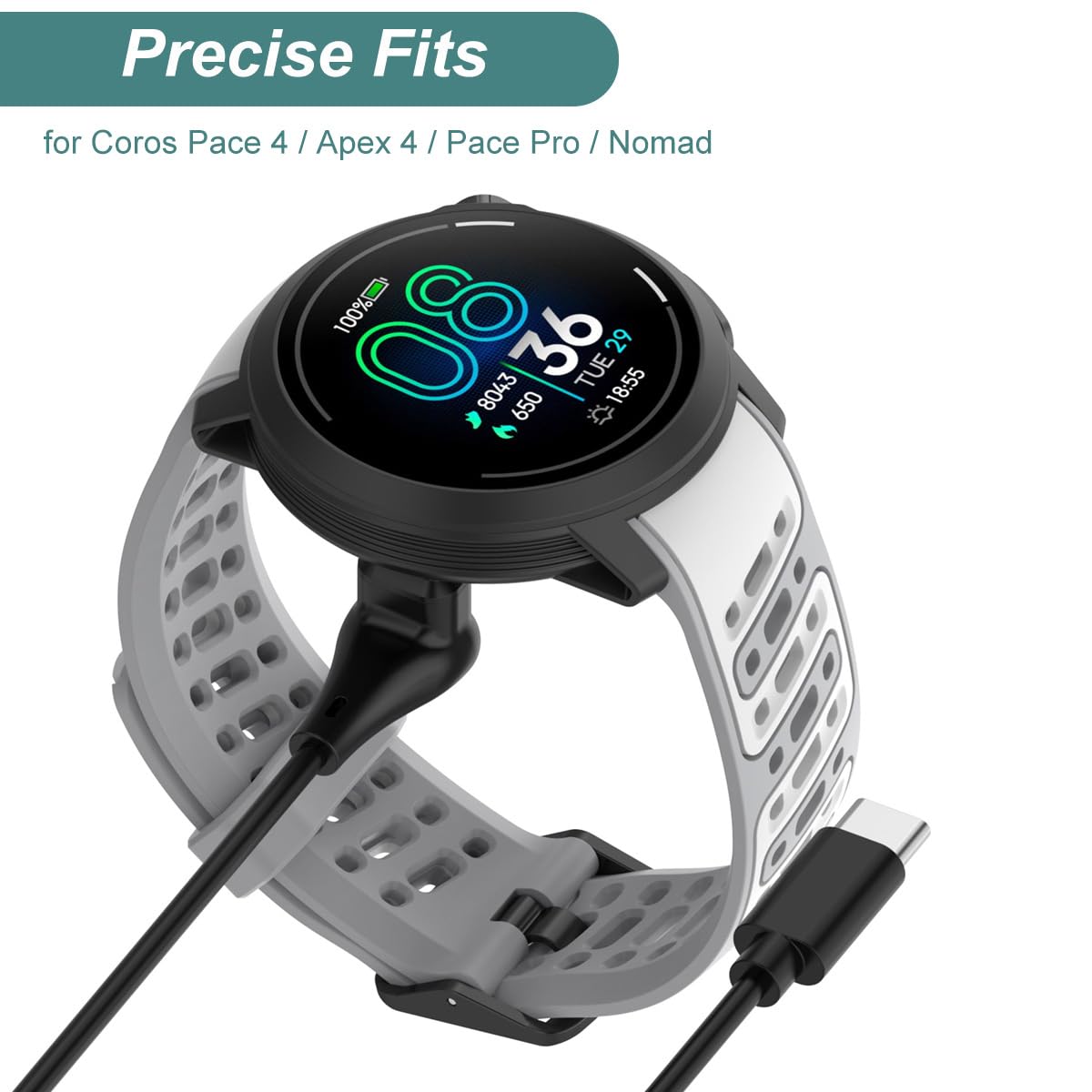 Chargeur pour montre intelligente Coros Pace 4/Apex 4/Pace Pro/Nomad (1 m)