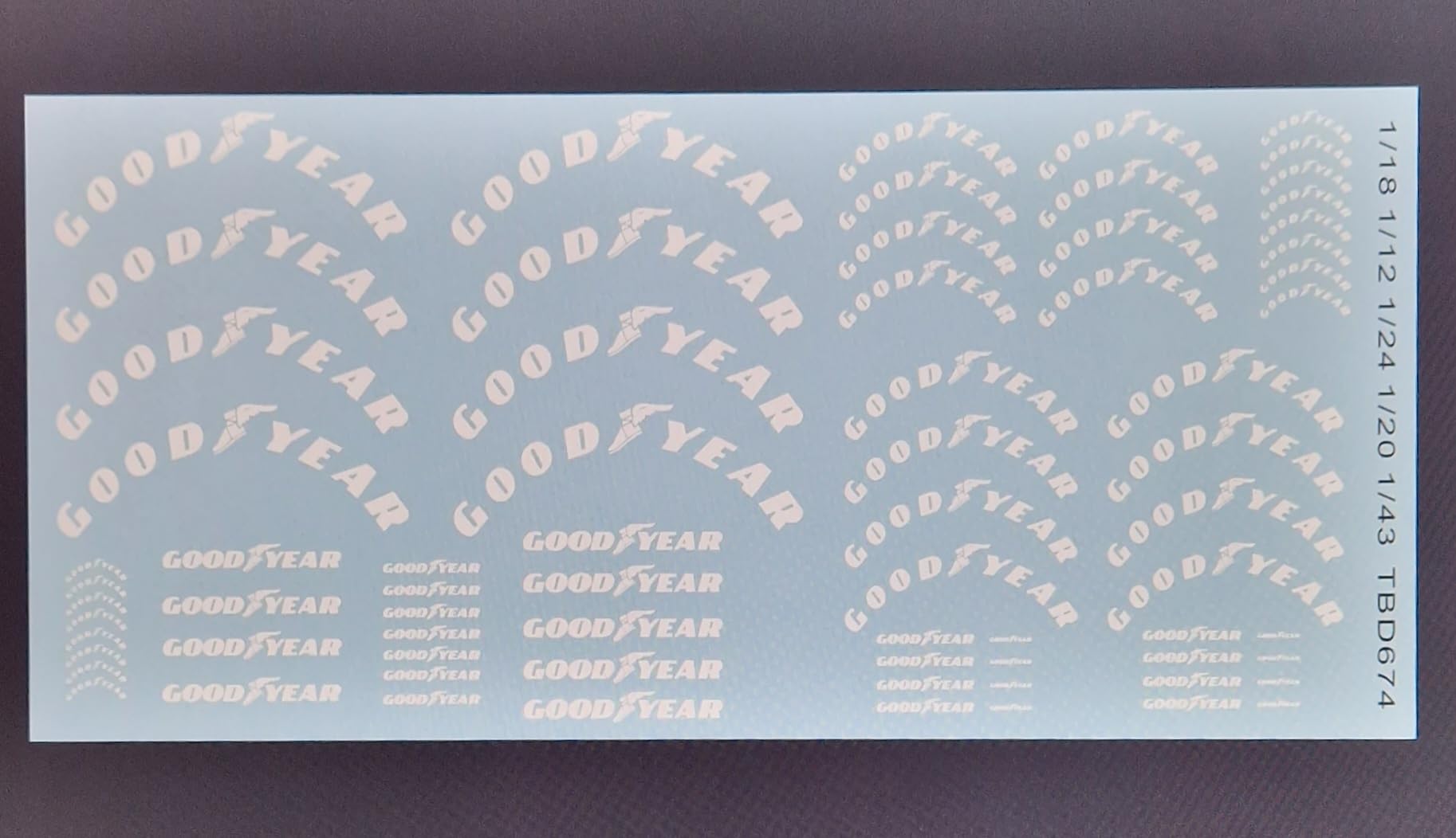 1/18 1/12 1/24 1/20 1/43 Decals for Goodyear Tire Good Year