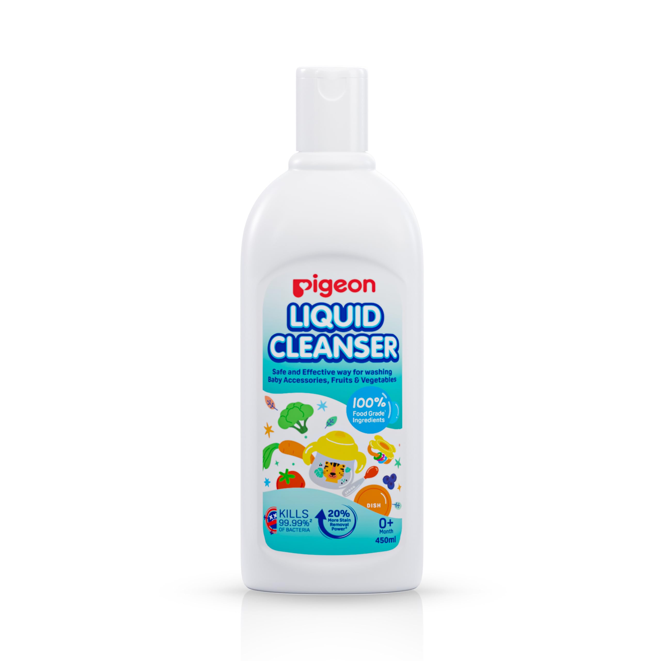 Pigeon Biodegradable Liquid Cleanser, For Baby Accessories, Fruits and Vegetables, 100% Food Grade Ingredients, Anti-Bacterial, 450 ml