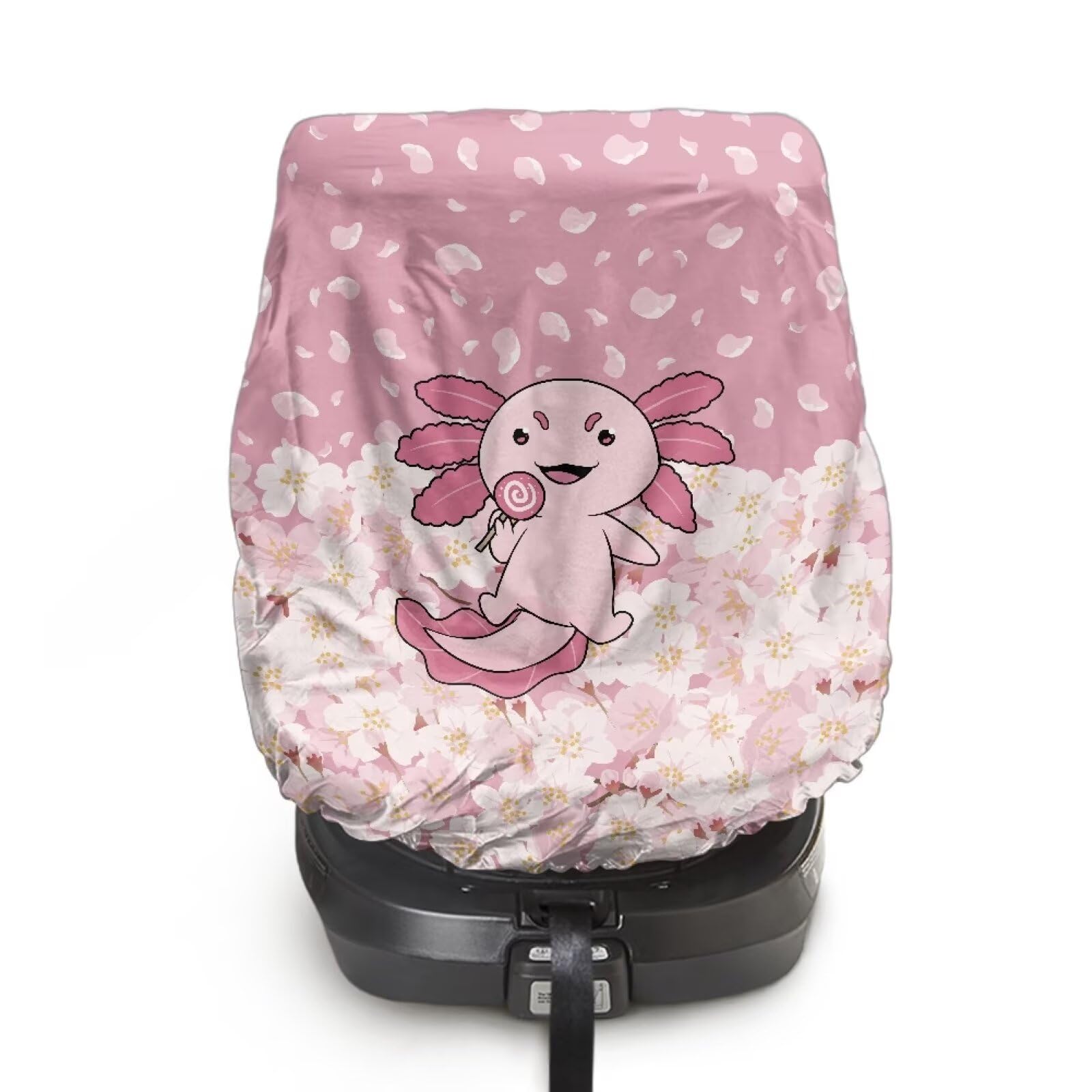 KEIAHUAN Pink Axolotl Baby Car Seat Cover for Girls Infant Car Seat Sun Protection Cover, Baby Car Seat Sun Shade Cover, Keeps Baby's Carseat at Cooler Temperature, Car Accessories