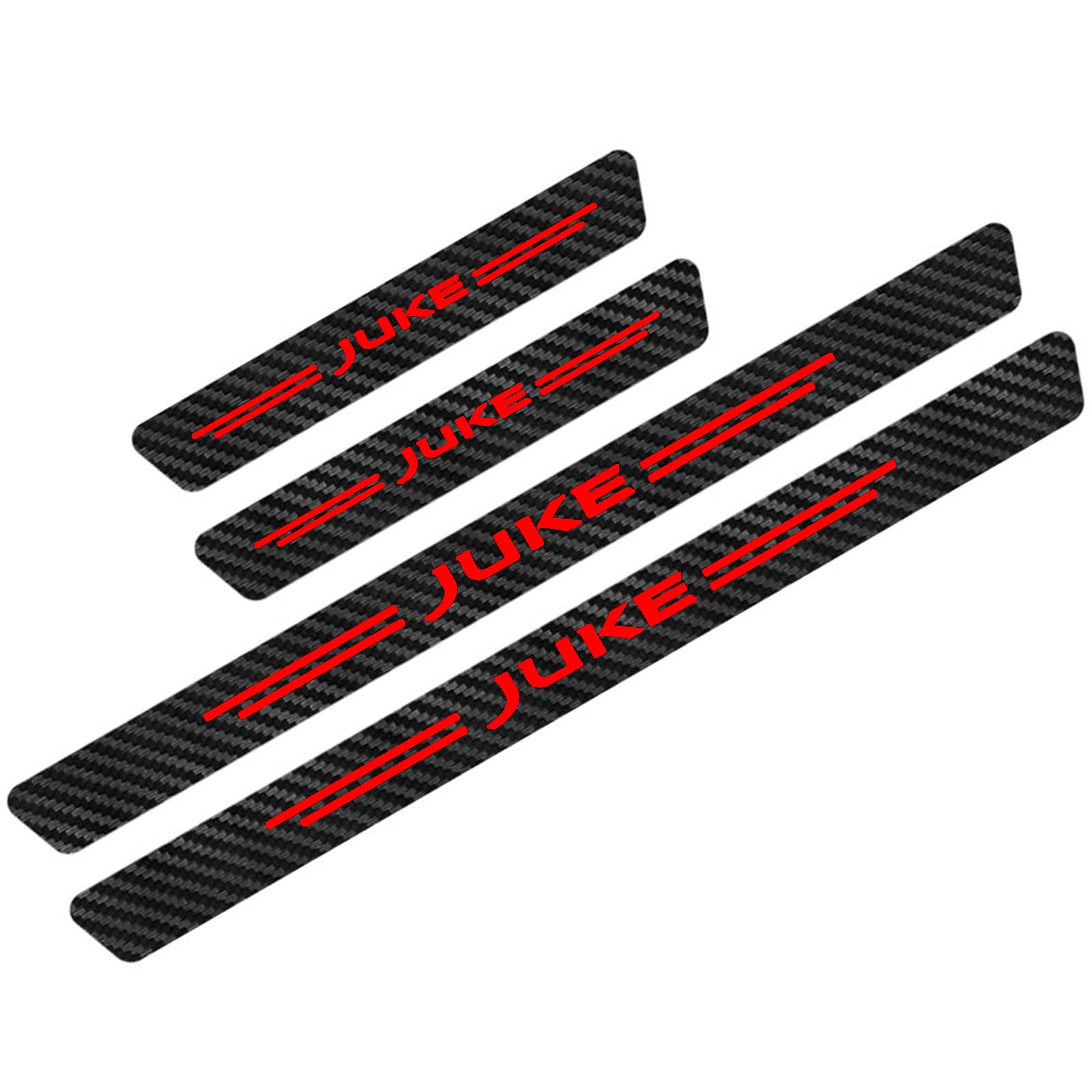 Jymlov Juke Red 4Pcs Car Door Sill Protector Strips Carbon Fiber Threshold Protective Film Kick Plate Cover Sticker For Nis-San Car Accessories,