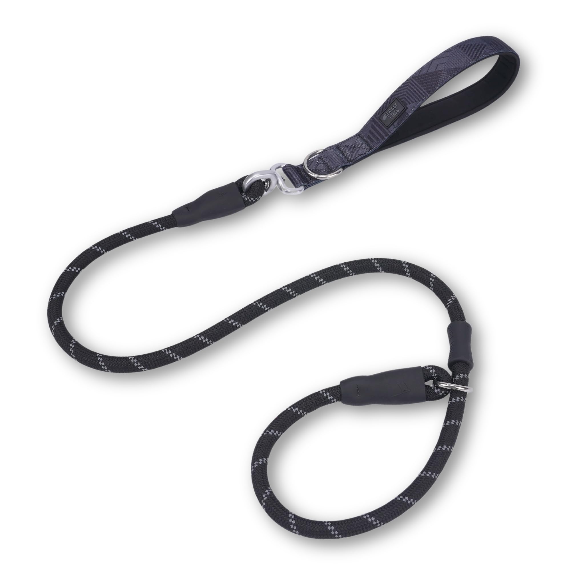 Twiggy Tags Recycled Rope Slip Lead | Strong Rope Dog Lead | Reflective & Durable | Suitable For All Dog Breeds (Onyx Black)