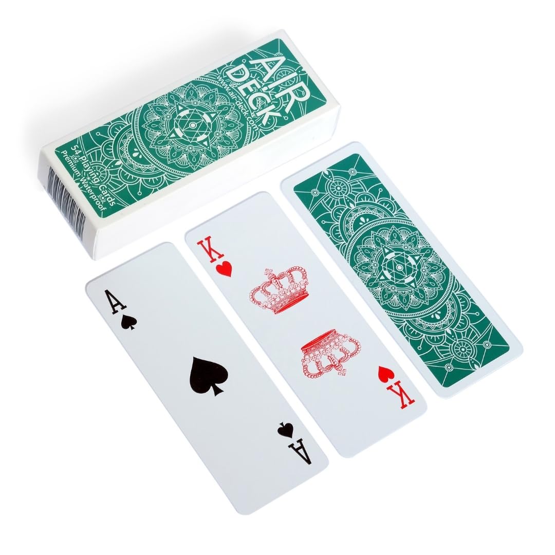 Air Deck - Lightweight and compact playing cards for travel - 54 cards, card game holiday, card deck (Aqua Mandala)