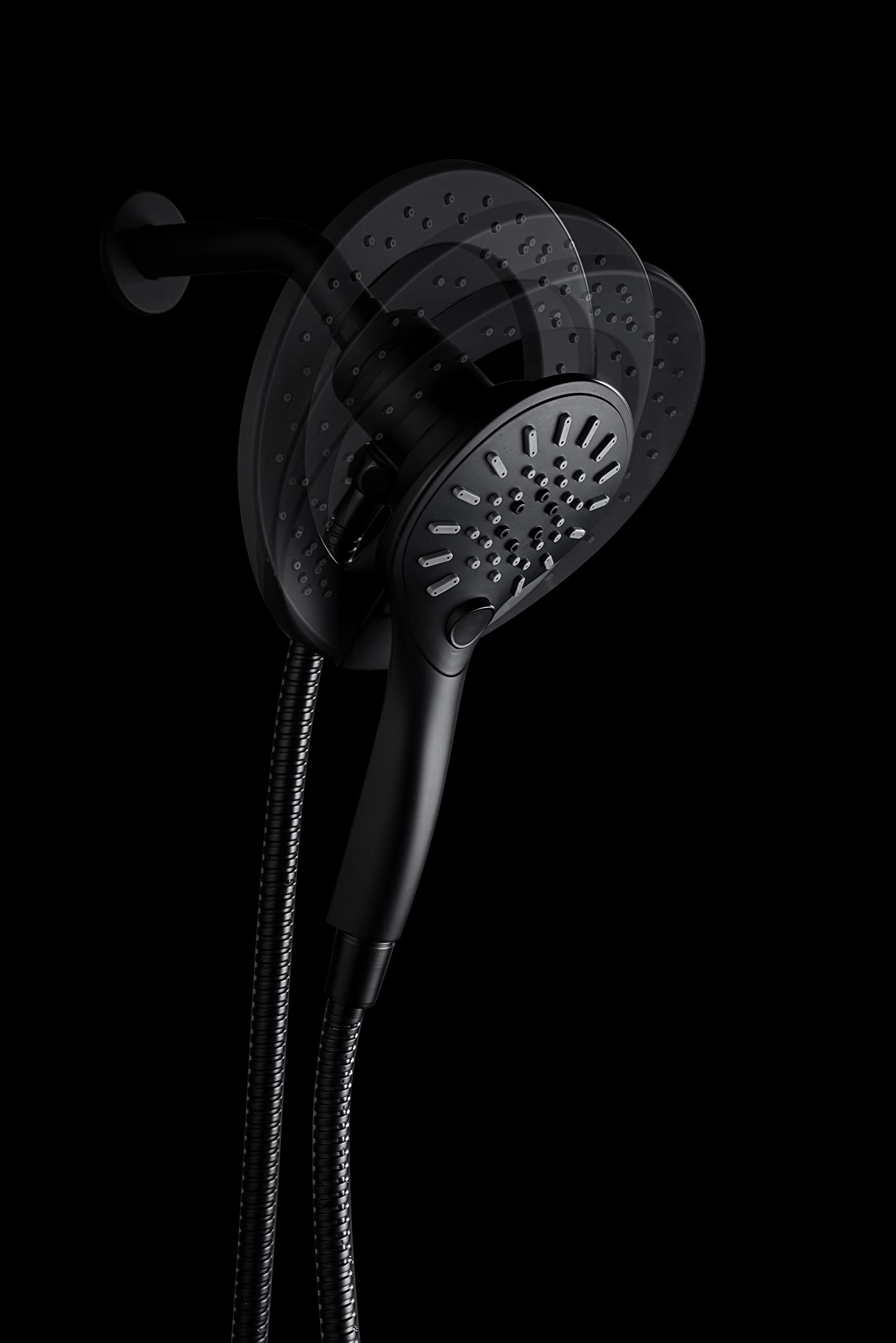 ANZZI Magnetic Multi-Spray Retro-Fit 7.48 in. Dual Wall Mount Fixed and Handheld Shower Head in Matte Black with Magna-Diverter (SH-AZ067MB)