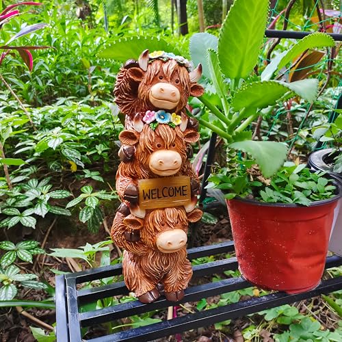 12 Inch Highland Cow Garden Statue Solar Outdoor Decor for Yard Patio Porch - image 7