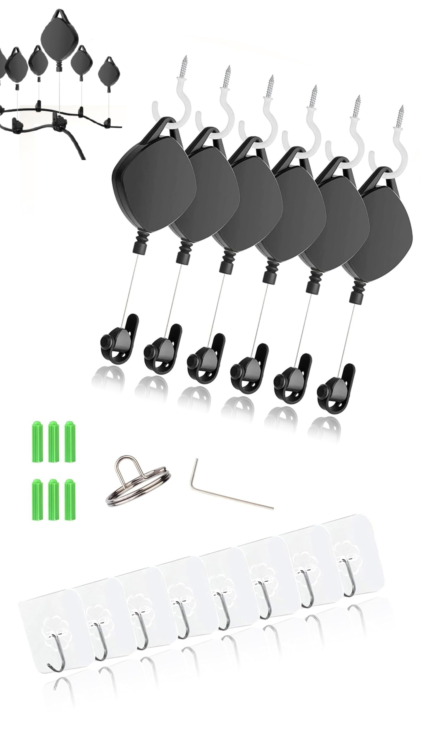 Sweet seven 6 Pack VR Cable Pulley System, for Quest/Rift S/Valve Index/HTC Vive/Vive Pro/HP Reverb G2/PSVR/PS VR2 VR Accessories, Compatible with Quest 2 Link Cable, Immersive Gaming Experience