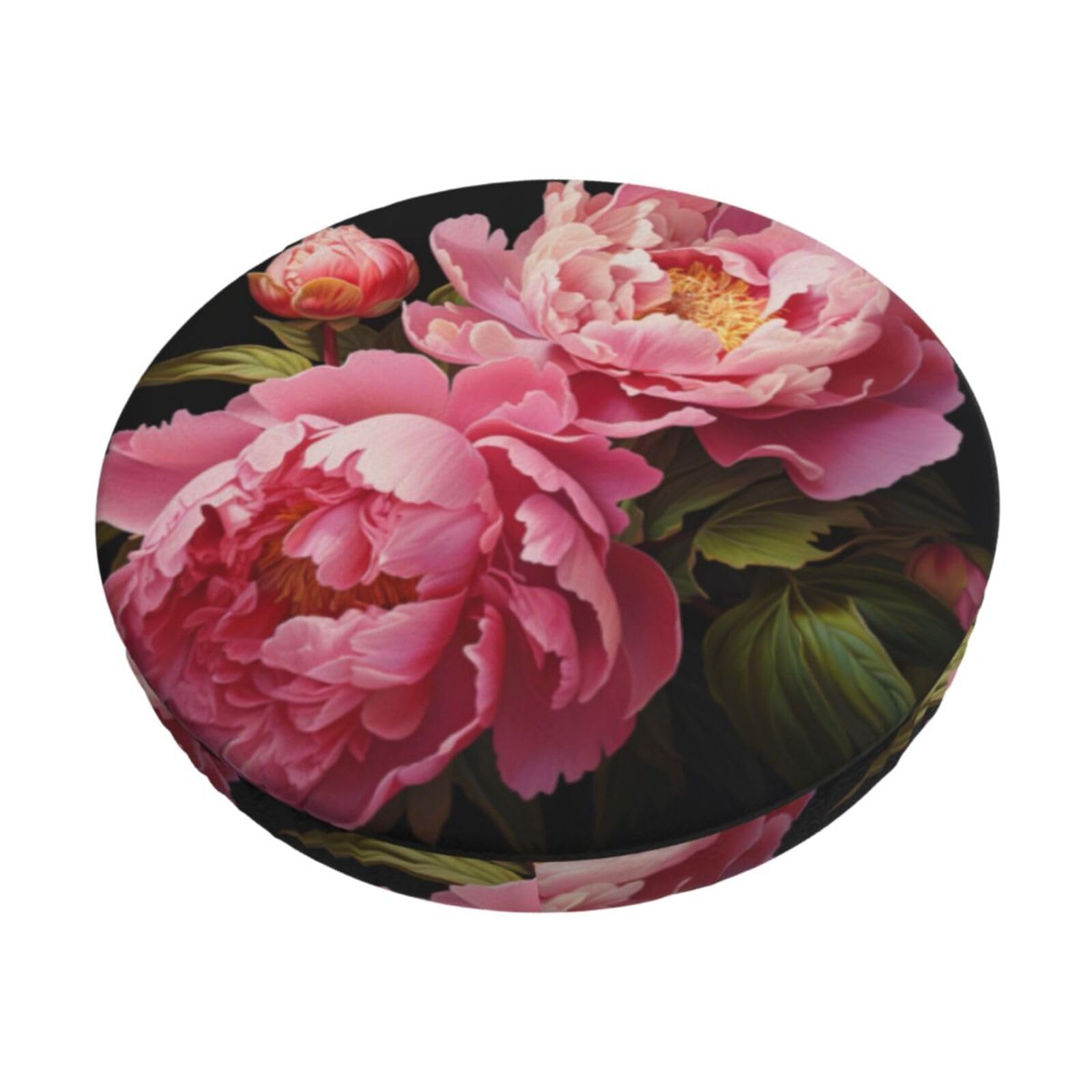 GUCHENP Peony Print Round Bar Chair Cushion Cover,Washable Chair Protector For Indoor Home Furniture Decor